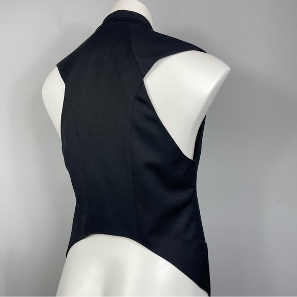 HELMUT LANG SMOKING WOOL BLEND VEST HIGH LOW SLEEVELESS JACKET GILLET BLACK XS - Picture 6 of 16